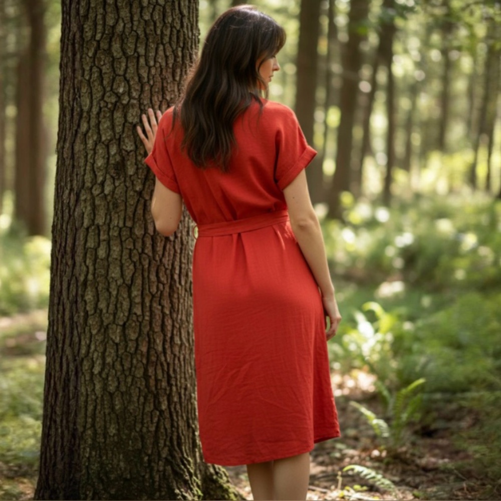 Universal Threads Faux Wrap Red Dress - Picture 3 of 9